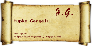 Hupka Gergely névjegykártya